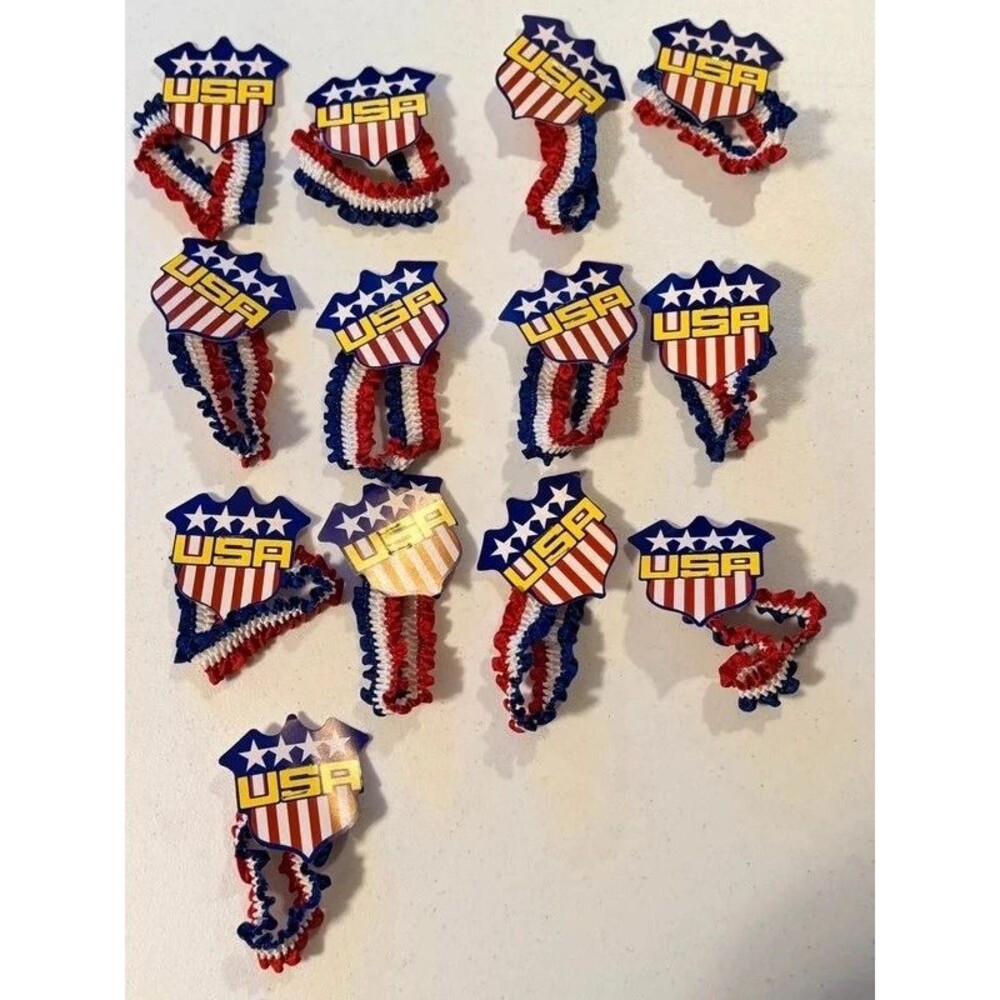 USA Patriotic Red, White, & Blue Arm Bands/ Garters- Lot of 13